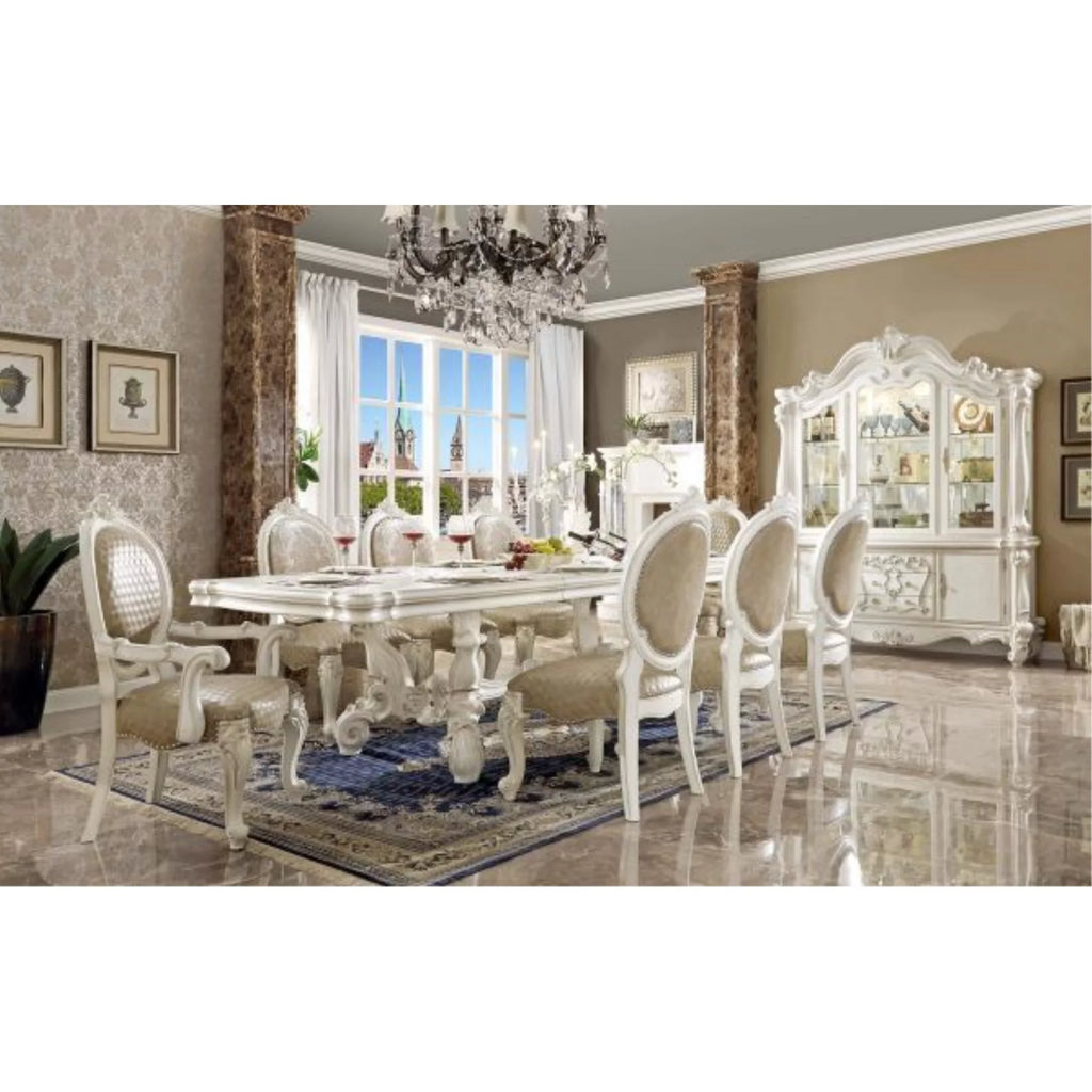 Bone White Polyurethane Arm Chair Set of 2 P60668