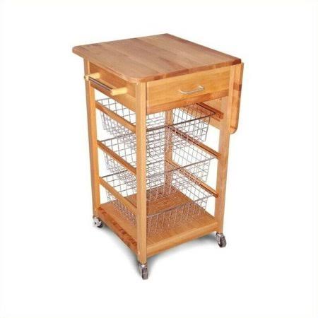 Birch Hardwood Butcher Block Kitchen Cart U93104