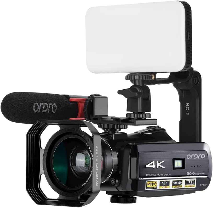 4K Camcorder with Directional Microphone and 64GB SD Card A3046