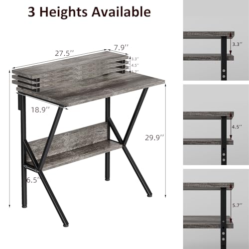 Small Desk with Adjustable Monitor Stand, Grey C77979