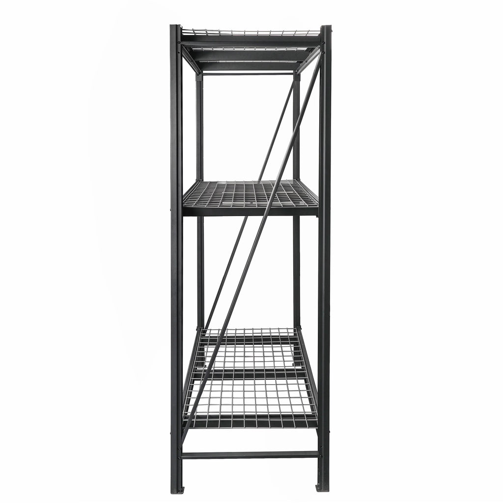 Black Steel 3-Tier Storage Shelf Unit 72-Inch-H x 77-Inch-W x 24-Inch-D I767