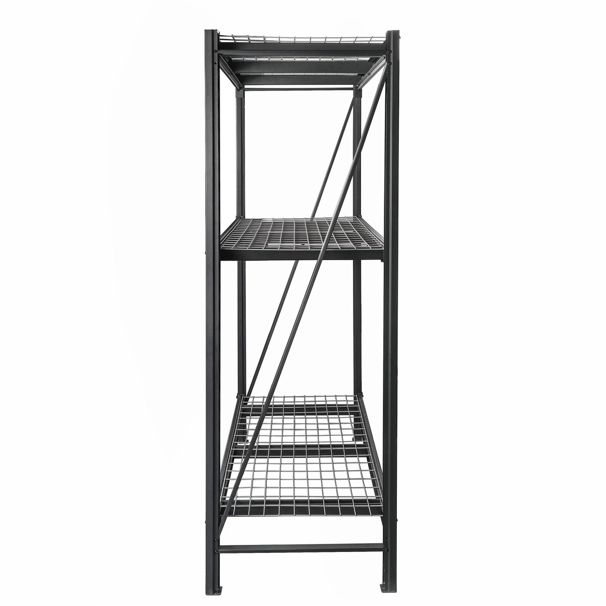Black Steel 3-Tier Storage Shelf Unit 72-Inch-H x 77-Inch-W x 24-Inch-D I767
