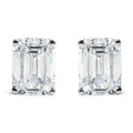 14K White Gold Emerald Cut Lab Grown Diamond Solitaire Stud Earrings T386654