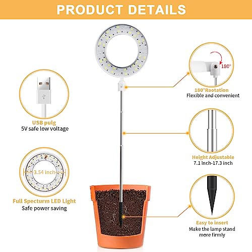 4000K White Full Spectrum Halo Plant Lamp with Auto On Off Timer M28473
