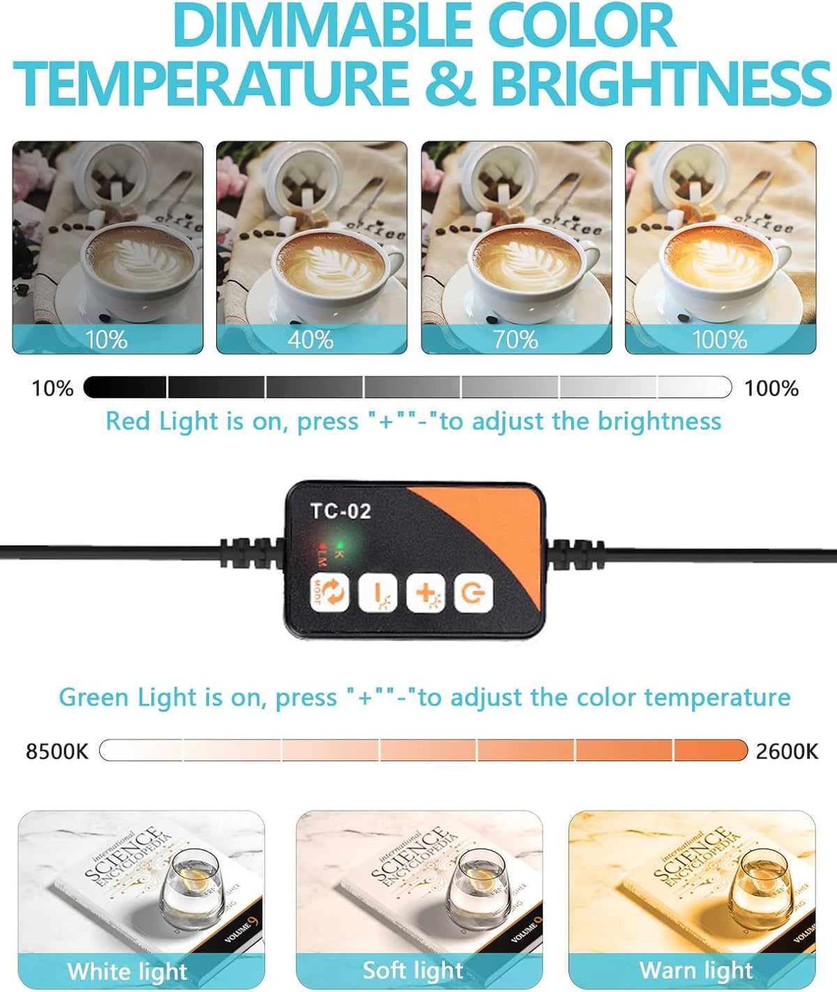 Bi-Color 2600K-8500K Dimmable Photo Light Box with 4 Color Backdrops V1995
