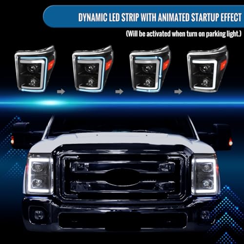 Black Dual Projector Headlights Assembly Pair E265416
