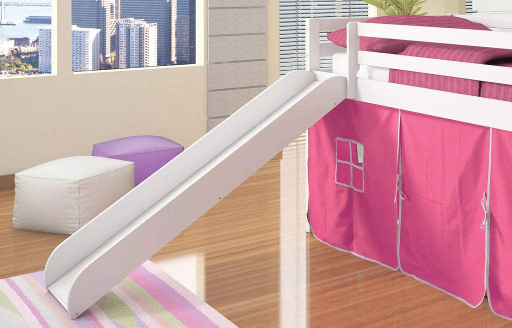 Twin Loft Bed with Pink Tent and Slide W599570
