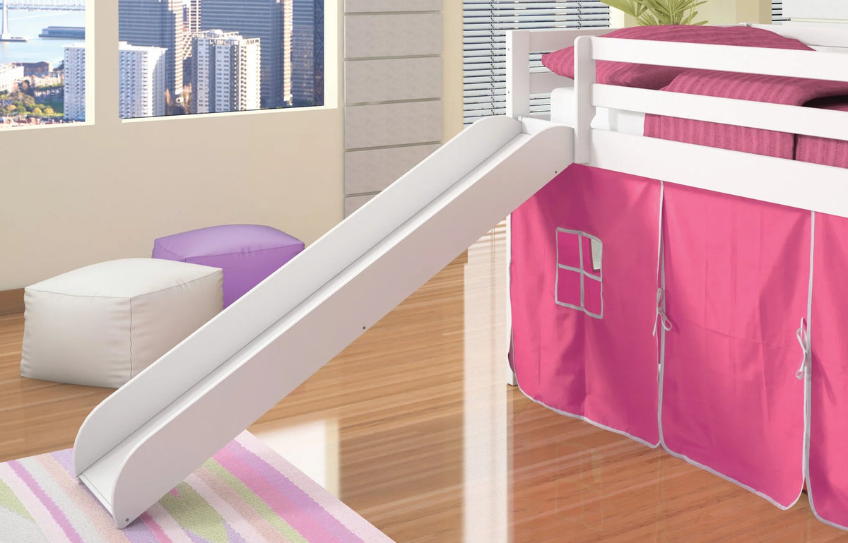 Twin Loft Bed with Pink Tent and Slide W599570