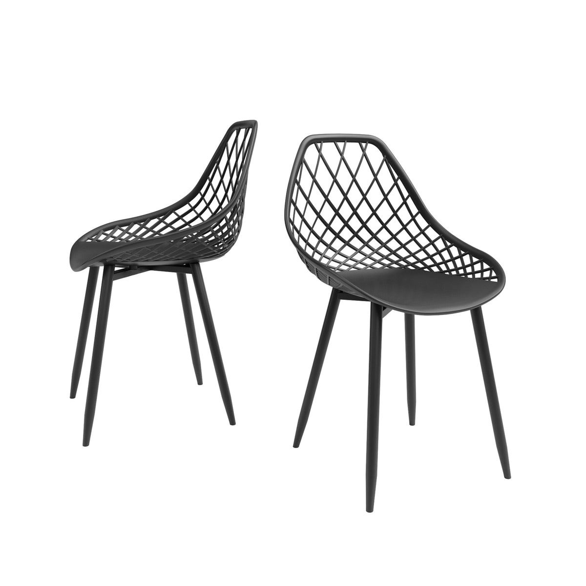 Black Plastic and Steel Dining Chair 2 Piece Set J533163