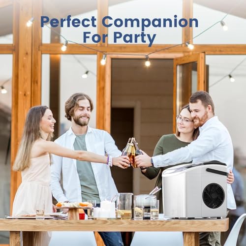 Stainless Steel Countertop Ice Maker, 26.5Lbs per Day, Portable with Auto-Cleaning N574