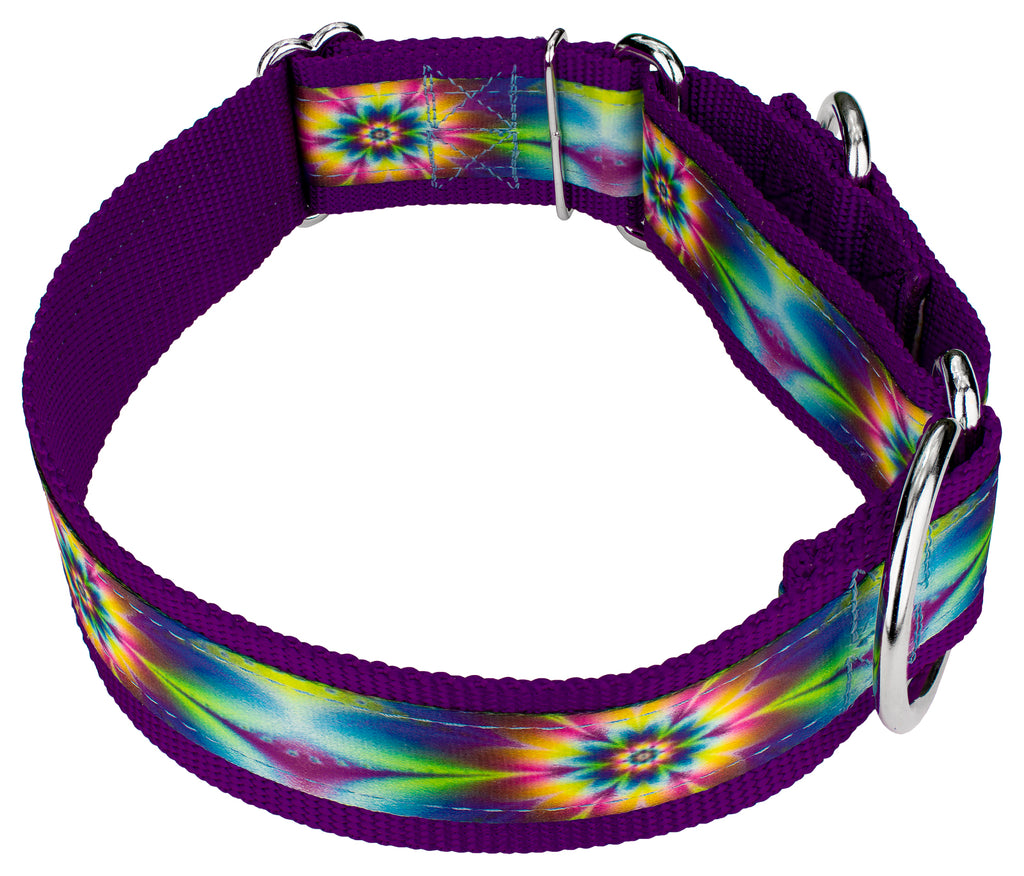Tie Dye Flowers Martingale Dog Collar, 1 1/2 inch, Large Y765