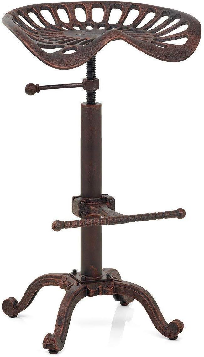 Rustic Industrial Farmhouse Tractor Seat Counter Height Adjustable Bar Stool Cast Iron Swivel Stool Z215299
