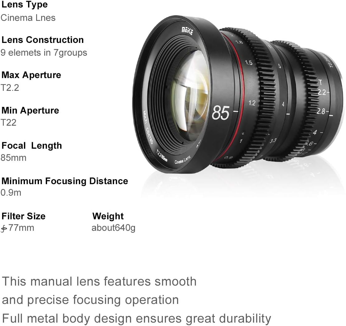 85mm T2.2 Manual Focus Cinema Lens for M43 Mount D483