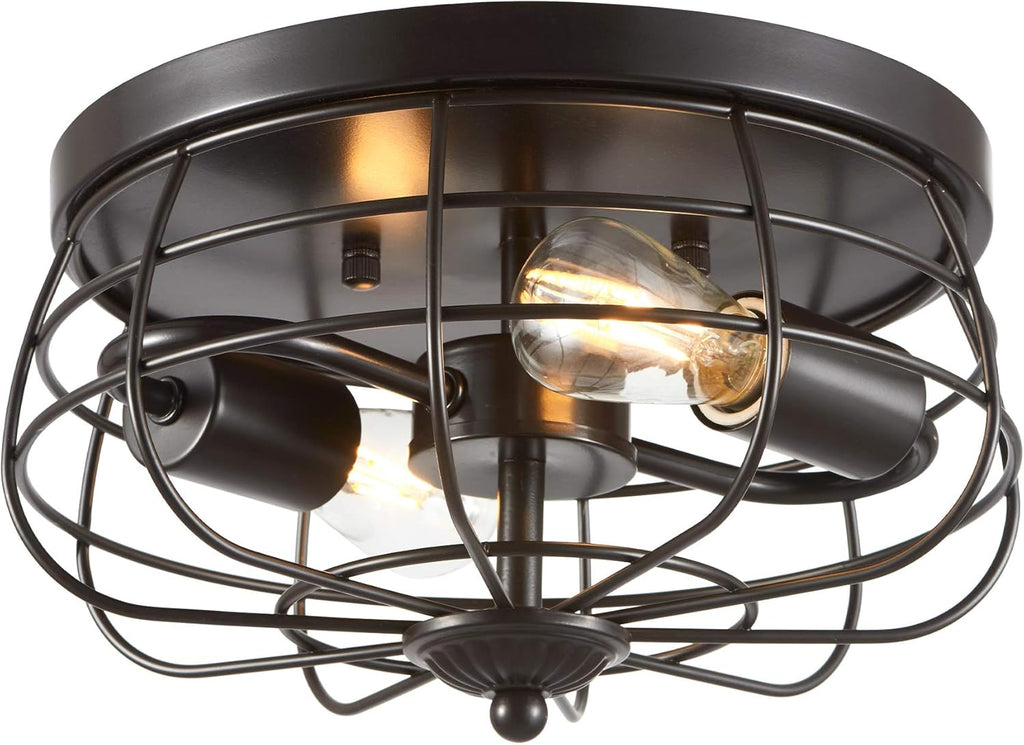 2-Light Industrial Flush Mount Ceiling Light Fixture M38910