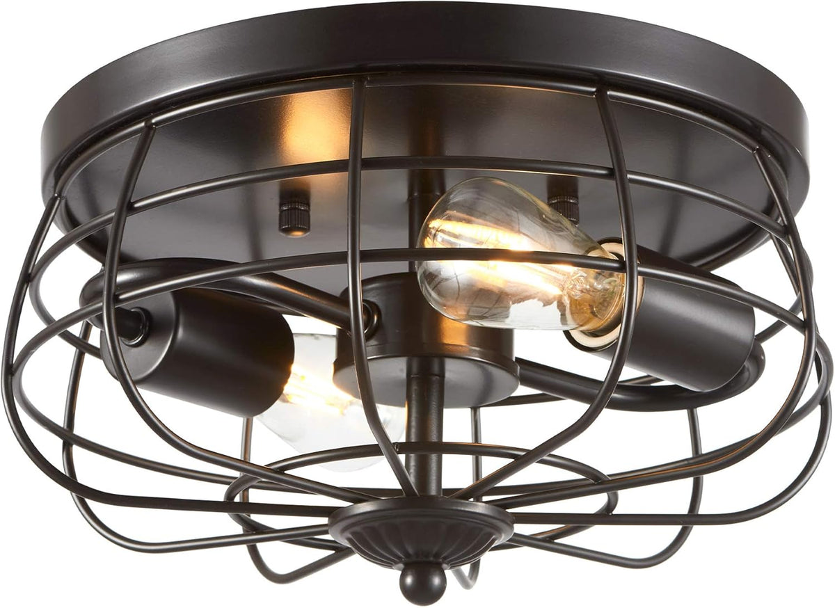 2-Light Industrial Flush Mount Ceiling Light Fixture M38910