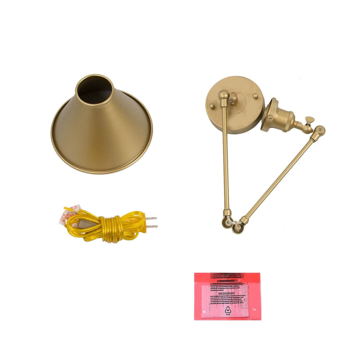 Adjustable Gold Swing Arm Plug-In Wall Lamp T98211