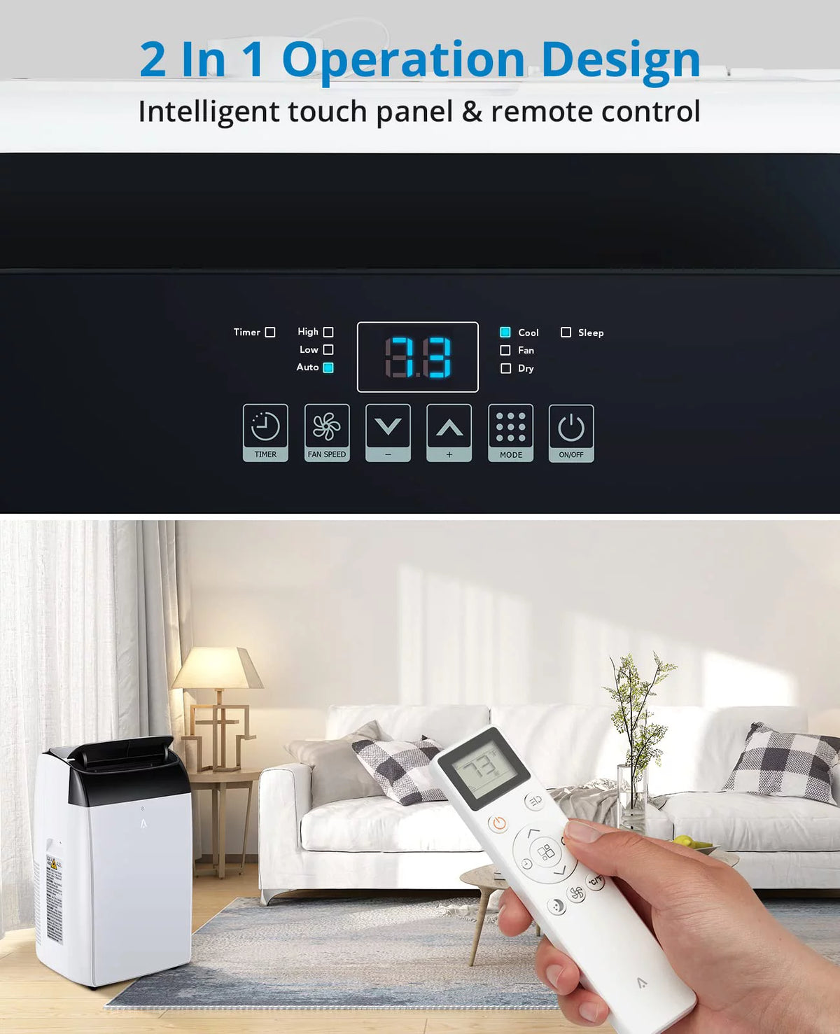 14,000 BTU 3-IN-1 Portable Air Conditioner with Remote Control T198