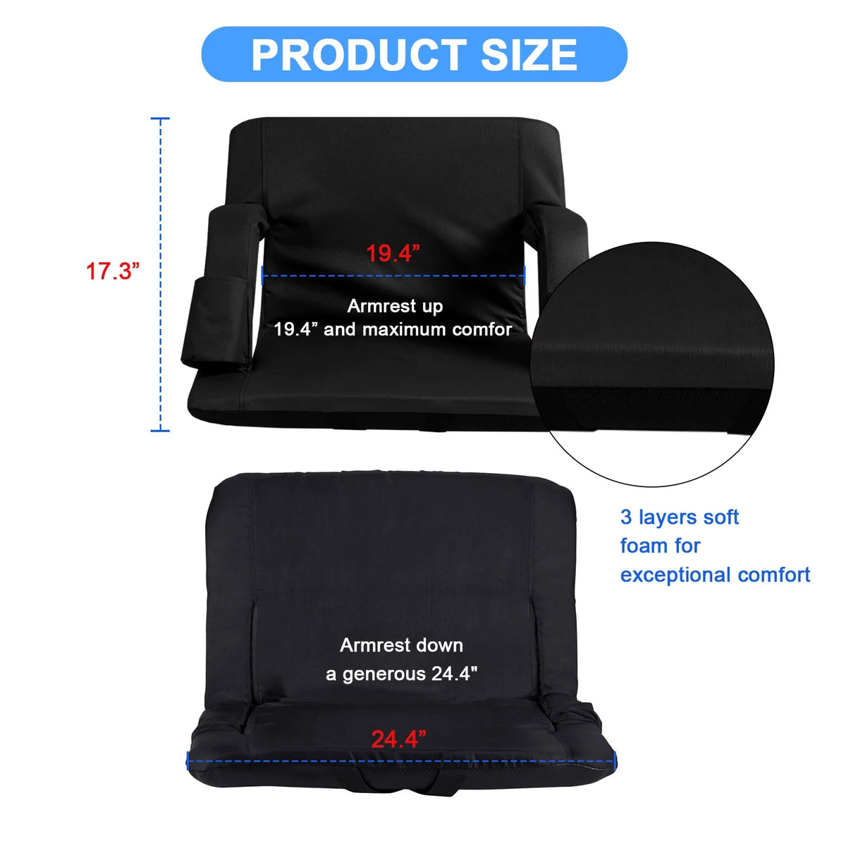 24.4" Wide Stadium Seat with Back Support J951546