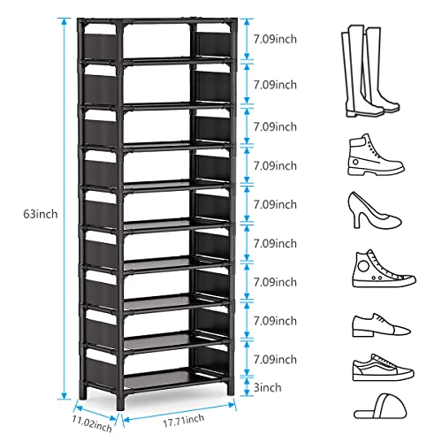 10 Tiers Black Shoe Rack K341552