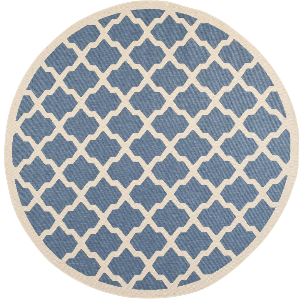 Blue Beige Quatrefoil Indoor/Outdoor Area Rug K13729