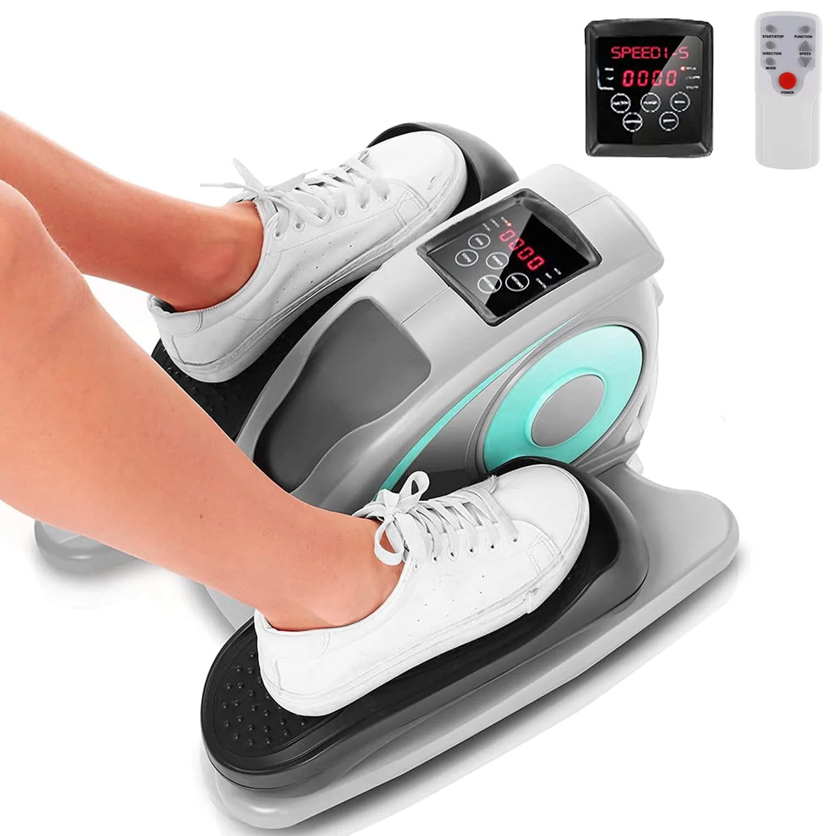 Under Desk Elliptical Machine, Mini Seated Elliptical with 5 Adjustable Speed, Gray S466468