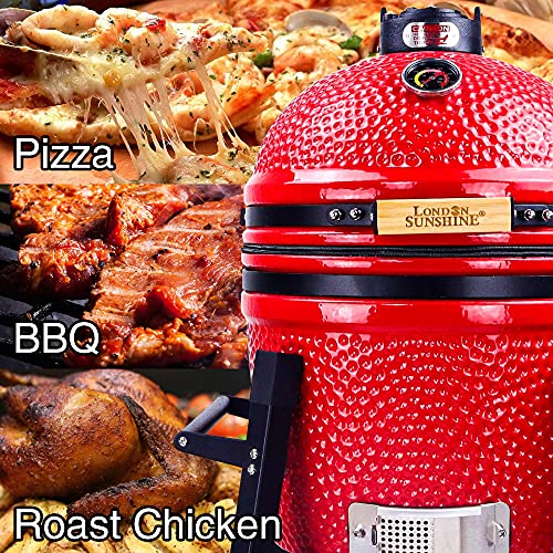 15" Ceramic Charcoal BBQ Grill and Smoker with Stainless Steel Grates V275733