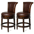 White Oak Finish Natural Color Fabric Counter Height Barstool with Back, Set of 2 T925729