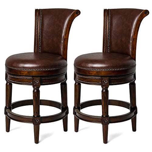 White Oak Finish Natural Color Fabric Counter Height Barstool with Back, Set of 2 T925729