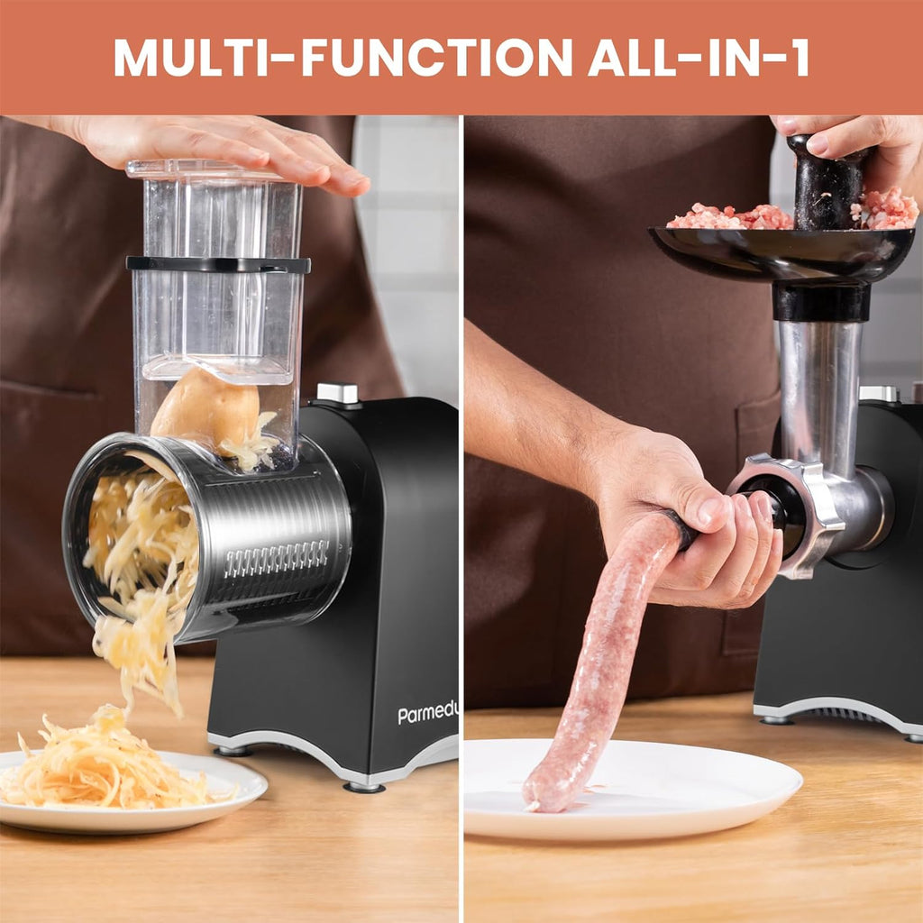 Electric Cheese Grater & Meat Grinder with 2 Plates, 11 Attachments B62840