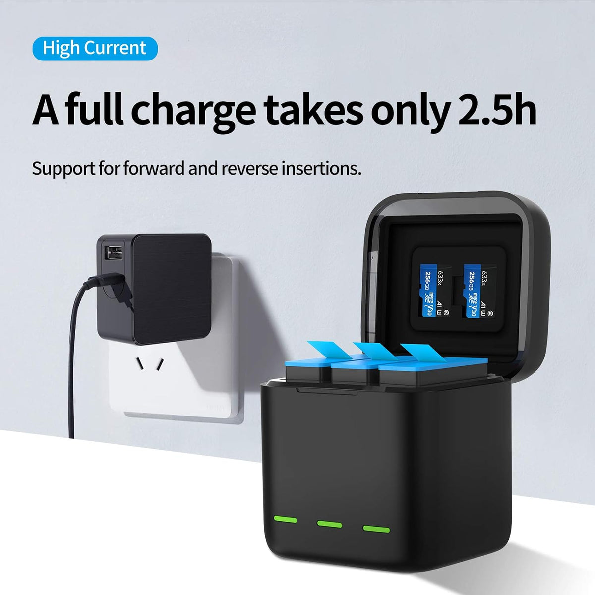 3-Pack Batteries and USB Quick Charger with Silicone Case Lens Screen Protector E472360