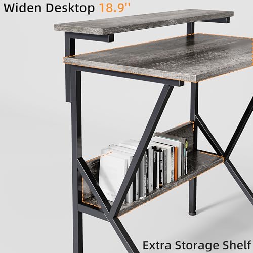 Small Desk with Adjustable Monitor Stand, Grey C77979
