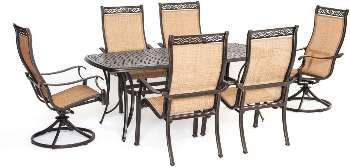 7 Piece Tan Swivel Rocker Dining Set K49130