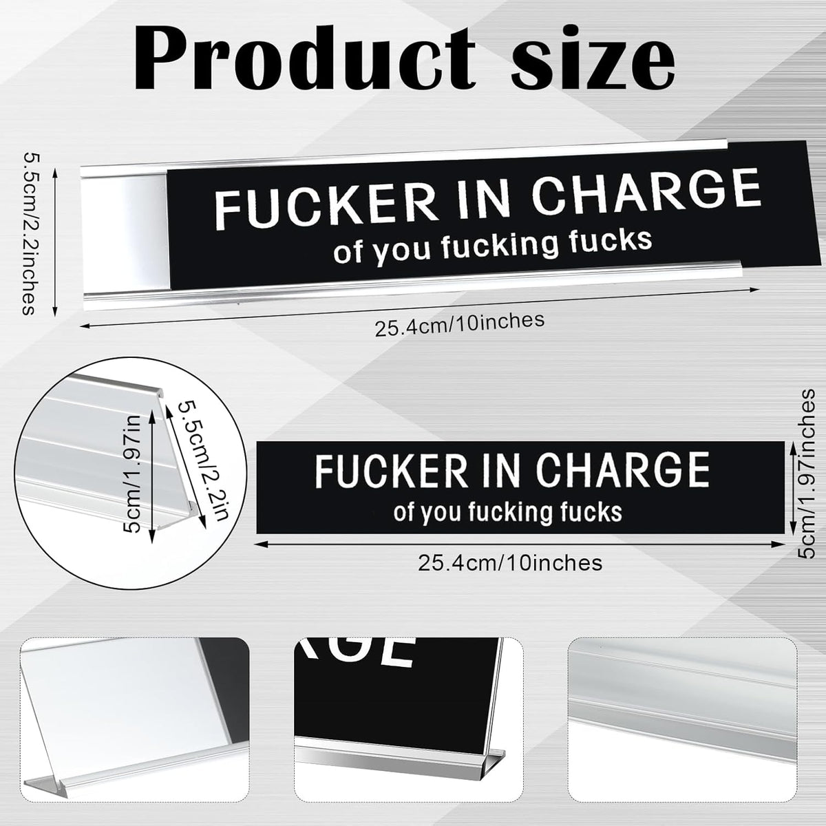 Black Desk Plaque 10 x 2 Inch X3477