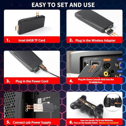 Wireless Retro Game Console 20000+ Games 64G Plug & Play Video Game Stick V160