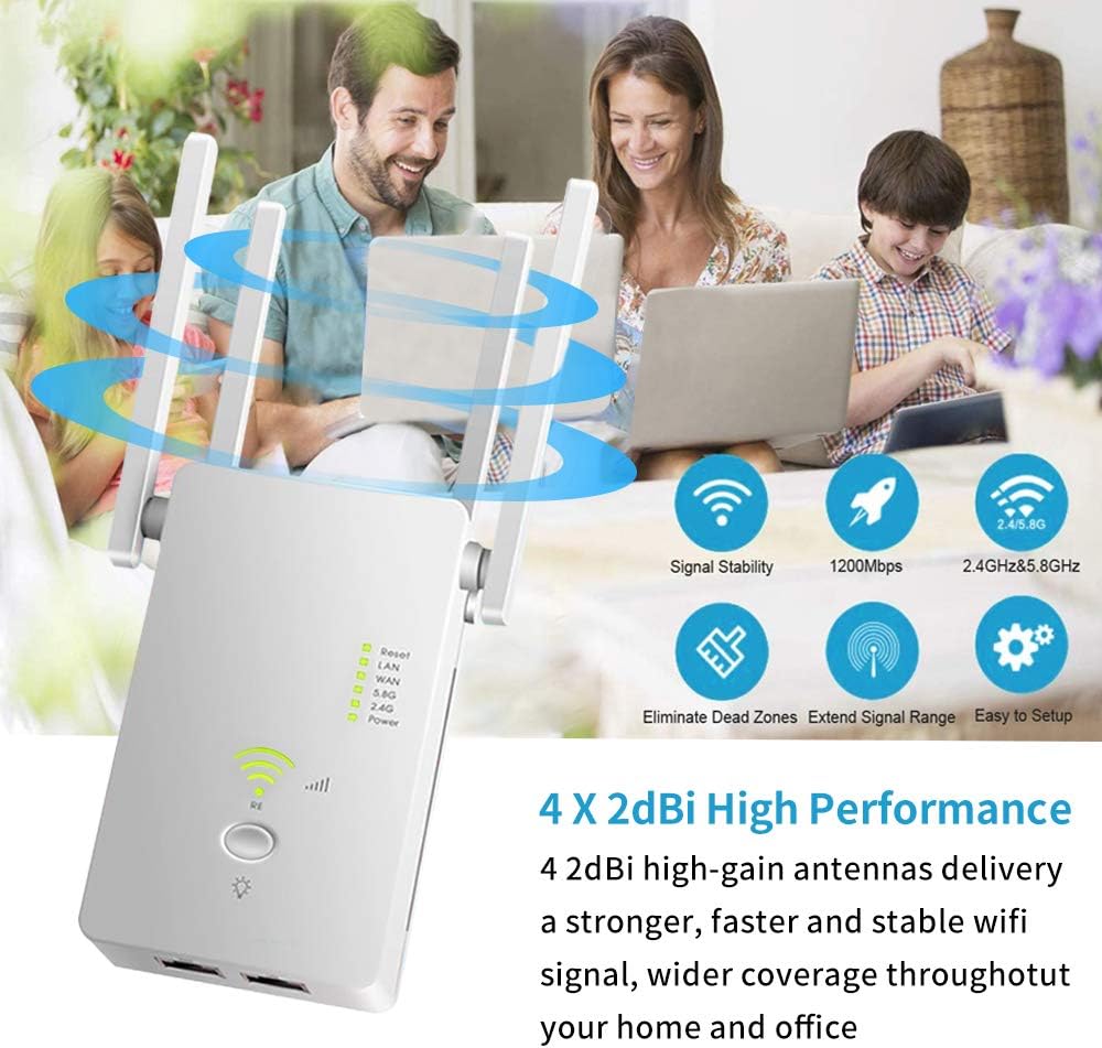 WiFi Extender Wireless Signal Booster 1200Mbps Dual Band Pack of 2 F200164