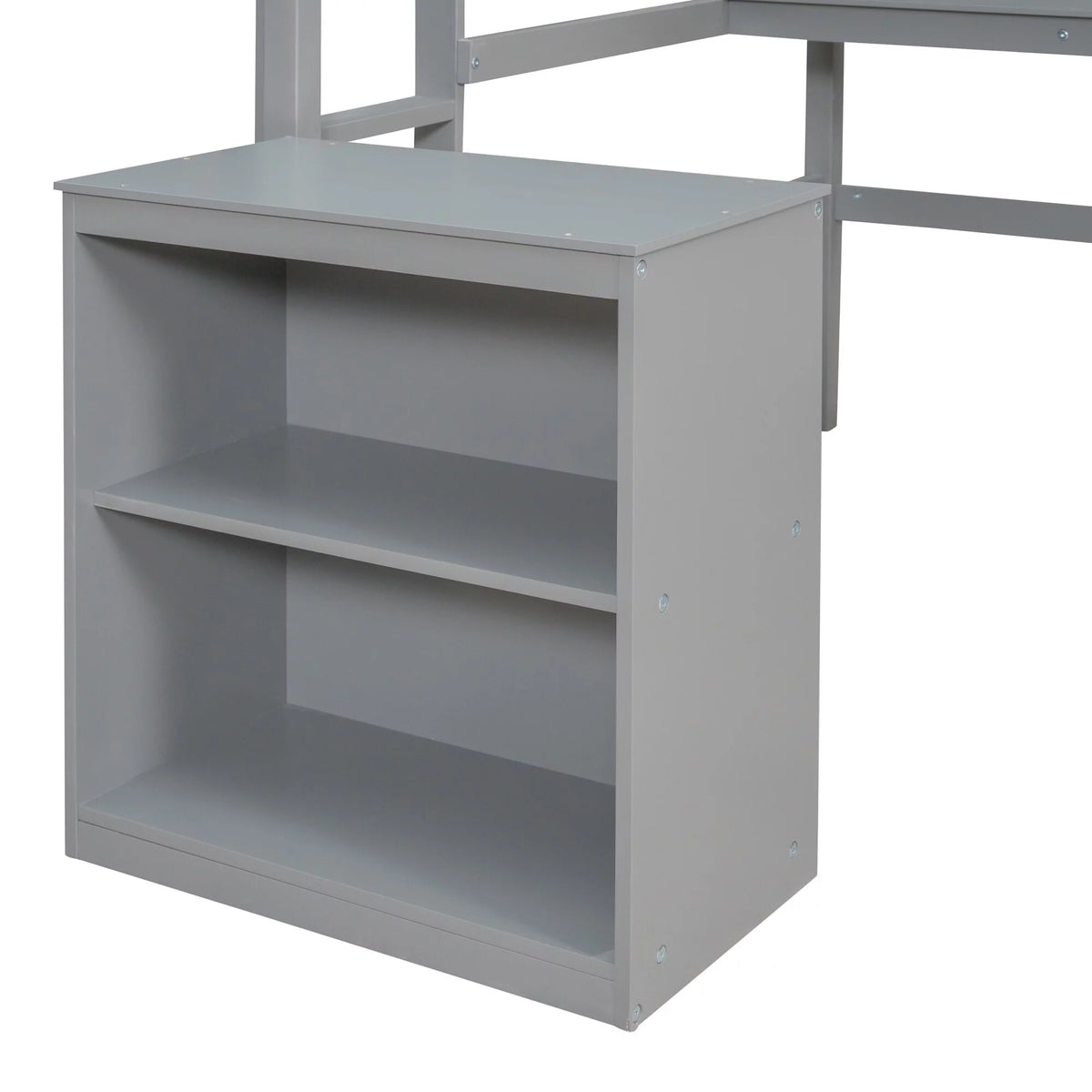 Grey Wood Loft Bed with Desk and 2 Drawers V23739
