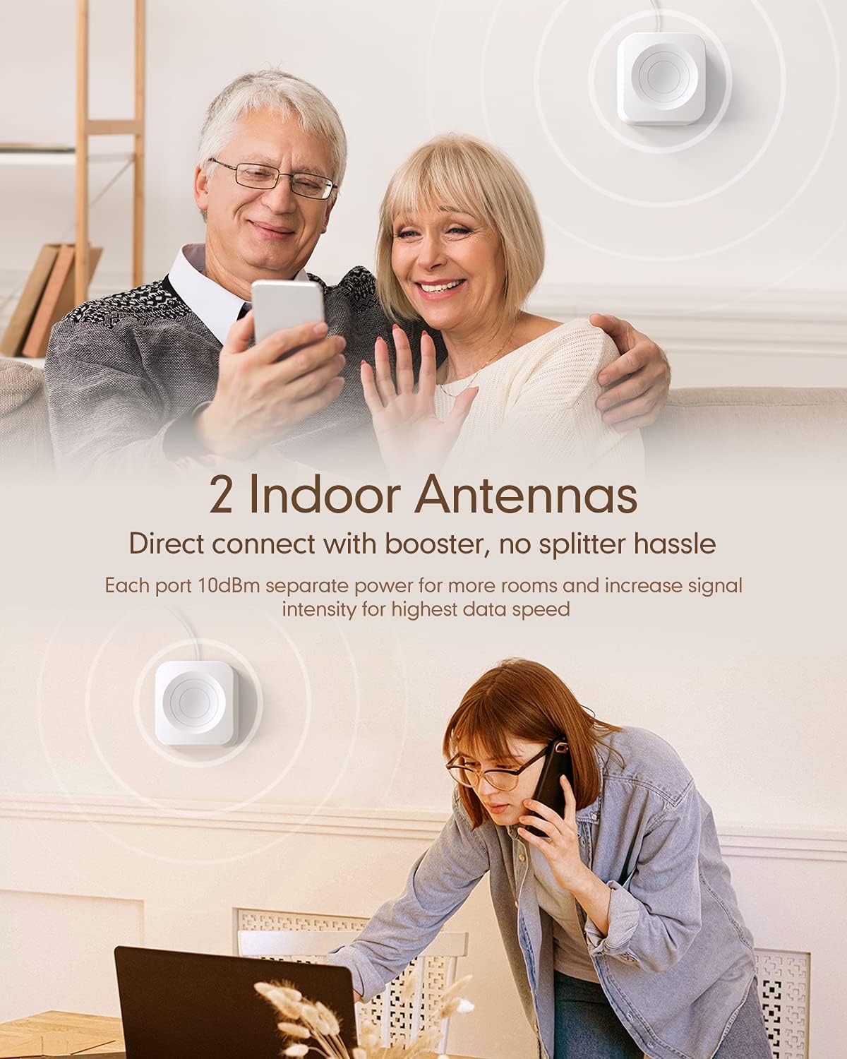 Cell Phone Signal Booster with 2 Indoor Antennas Y65776