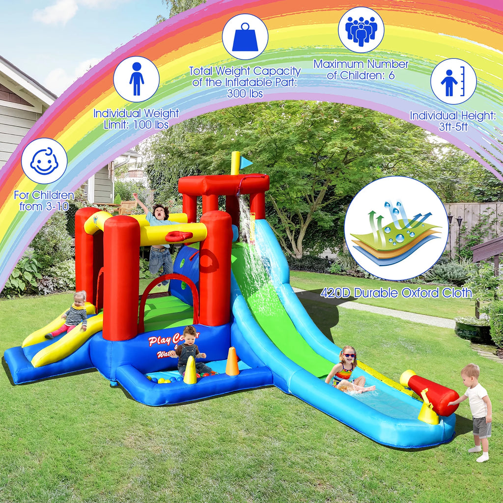 9-in-1 Inflatable Water Slide Bounce Castle Splash Pool K218937