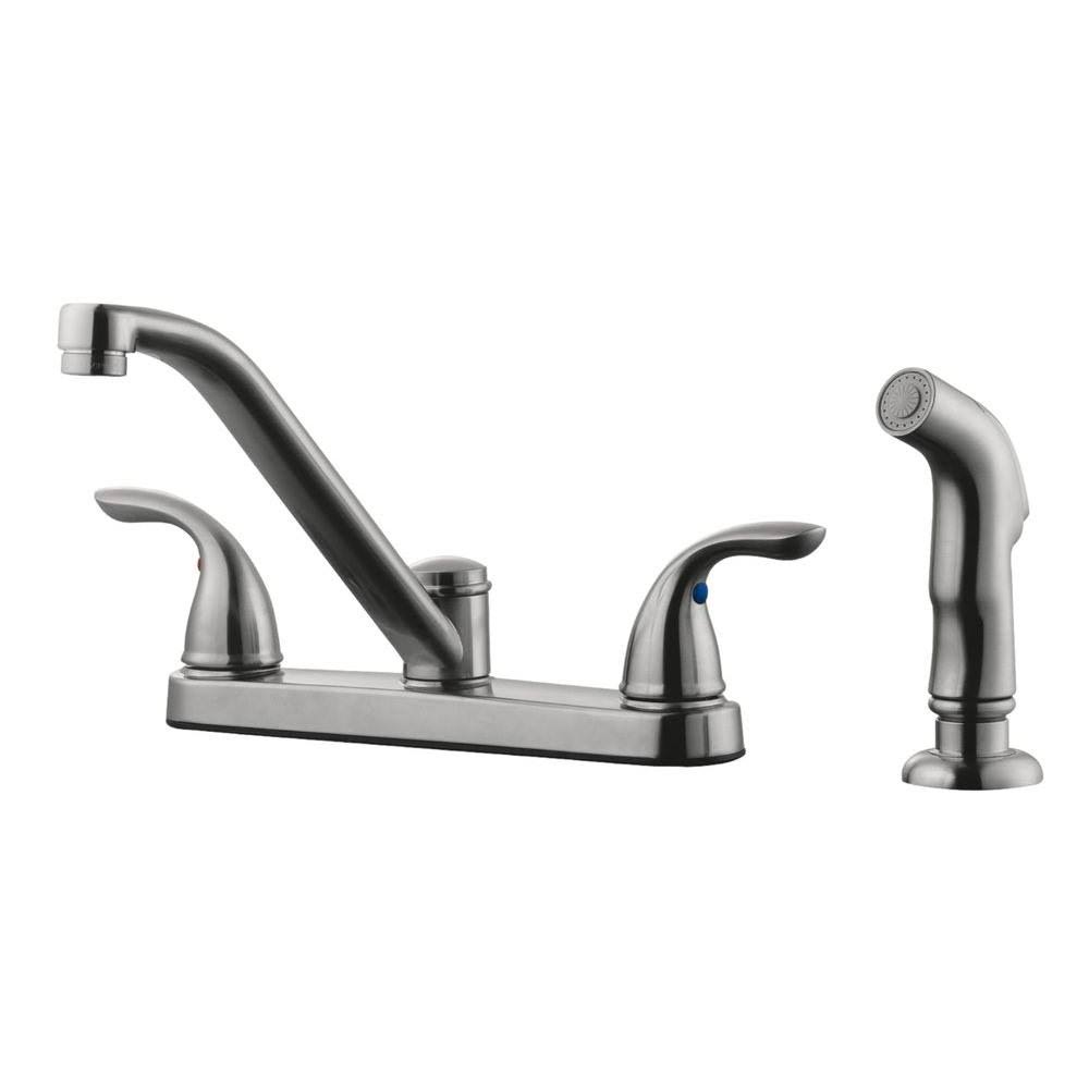 Satin Nickel Kitchen Faucet with Sprayer Q7559