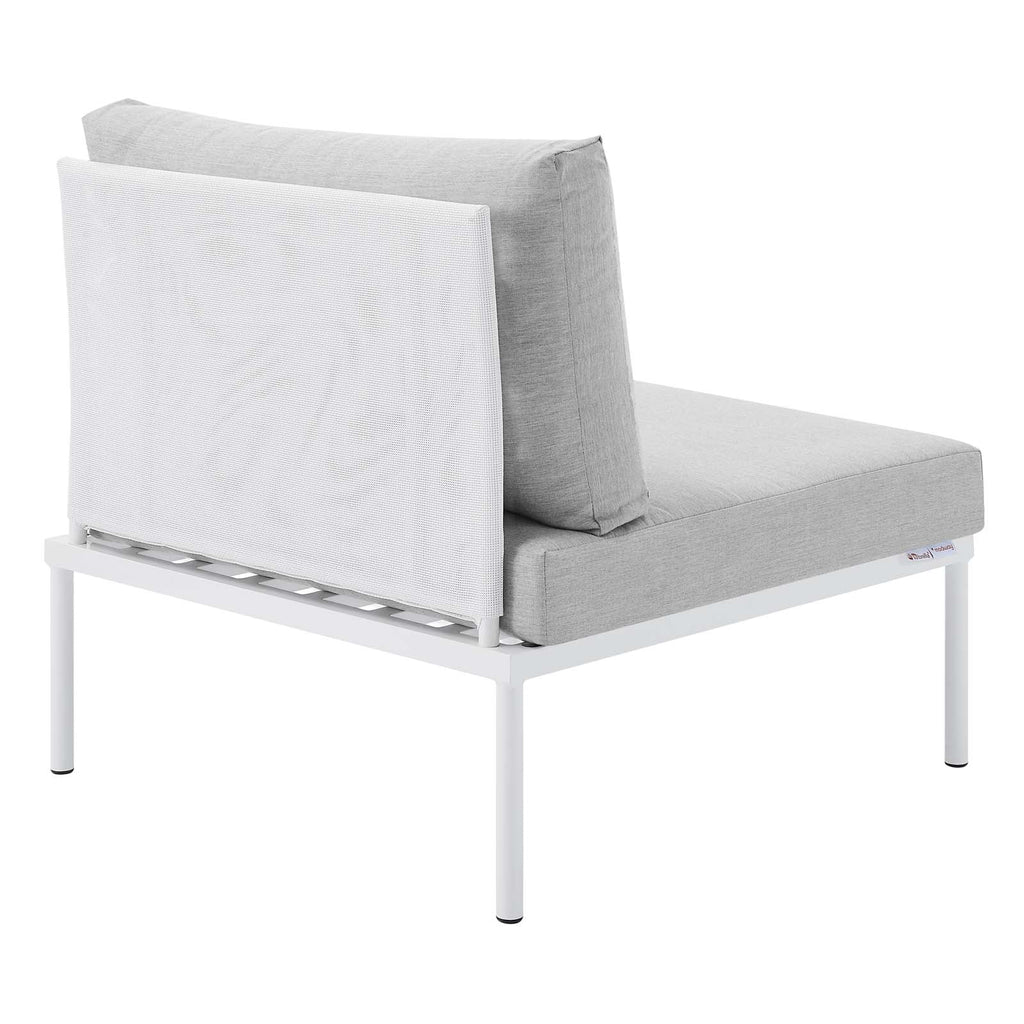 White Gray Aluminum Armless Patio Chair X10187