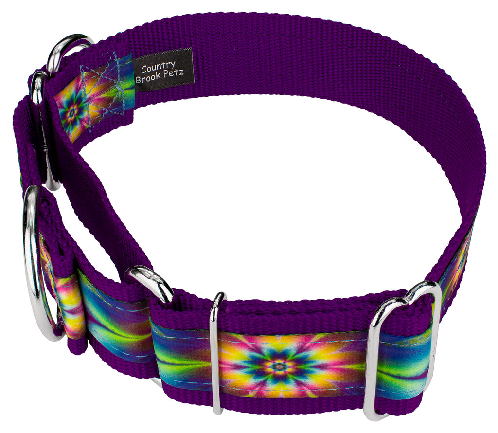Tie Dye Flowers Martingale Dog Collar, 1 1/2 inch, Large Y765