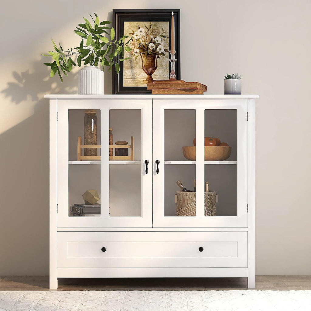 Kitchen Storage Sideboard Buffet Server Cabinet with 2-Door Adjustable Shelf and Open Shelf J9378
