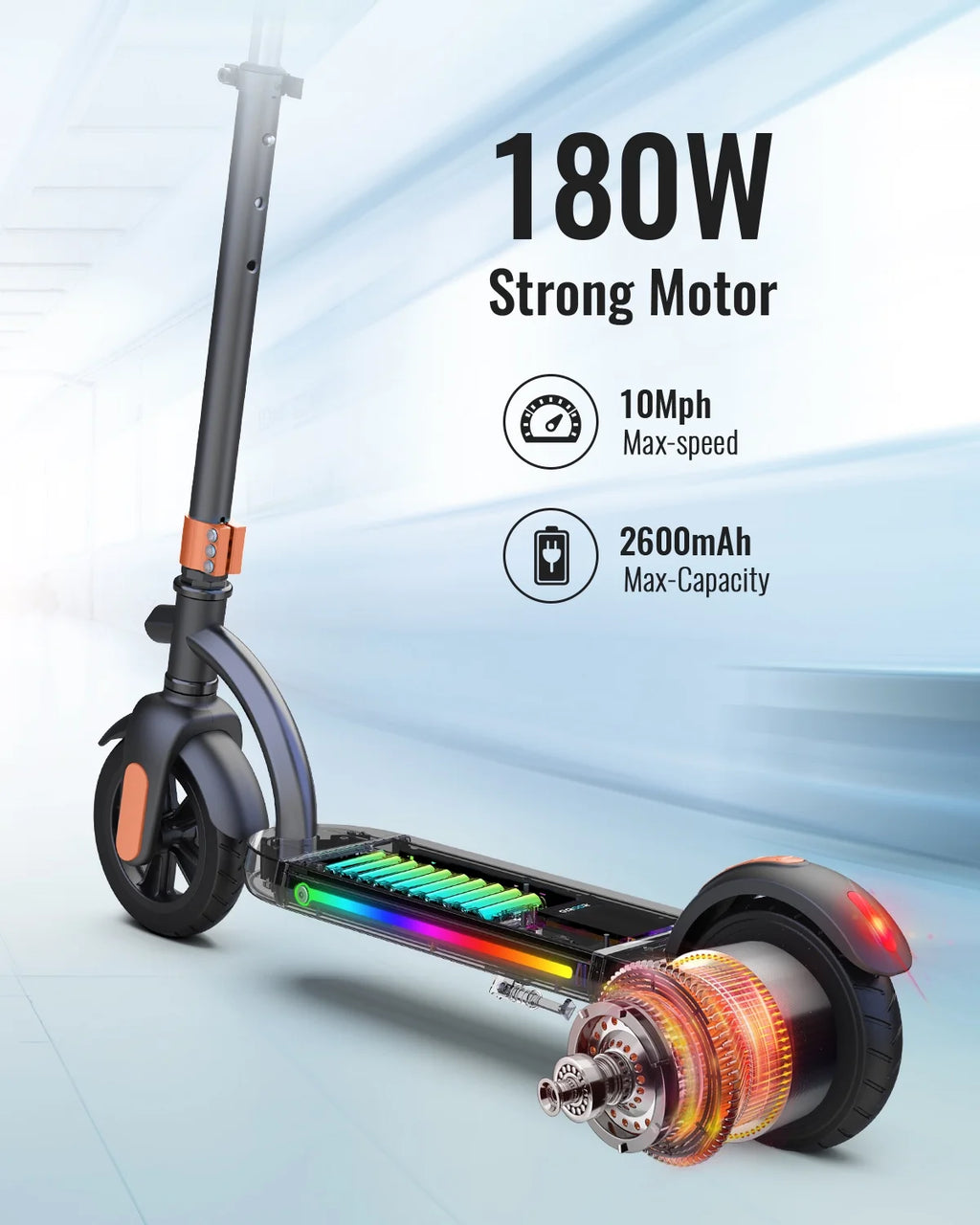 Kids Electric Scooter with 180 Motor & LED Display, Adjustable Speed and Height, 10 Mph I538624