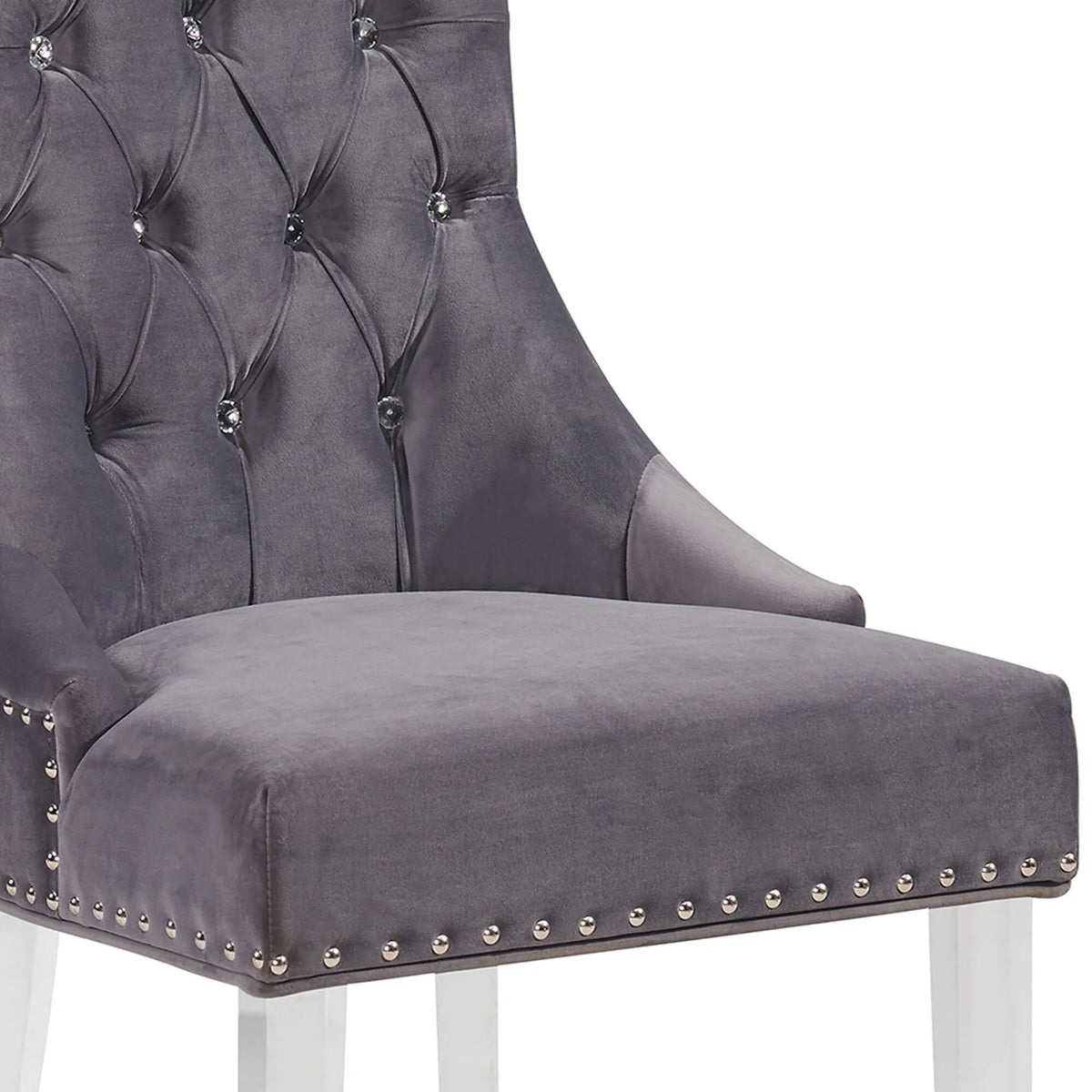 Velvet Button Tufted Dining Chair with Acrylic Legs T1756