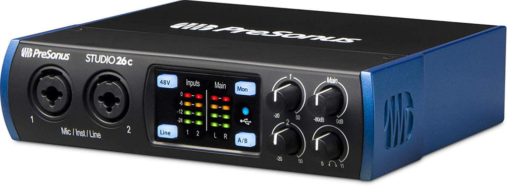 2x4 USB Audio/MIDI Interface with Studio One 5 Artist Software Pack with CR3-X Pair Studio Monitors and 1/4” Instrument Cables Q274