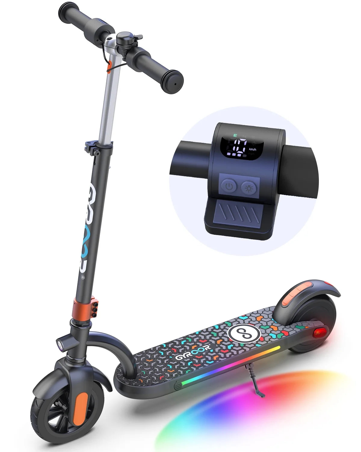 Kids Electric Scooter with 180 Motor & LED Display, Adjustable Speed and Height, 10 Mph I538624