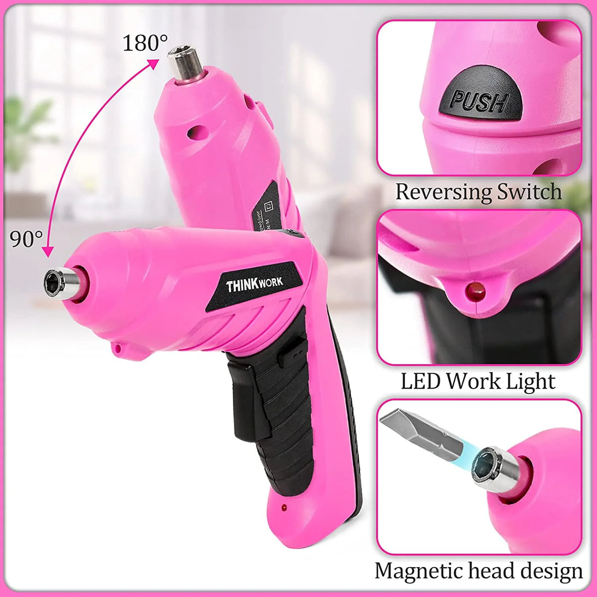 122-Piece Pink Tool Kit with 3.6V Electric Screwdriver B5950