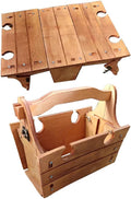 Wooden Folding Picnic Basket Table with Wine Glass Holder M449