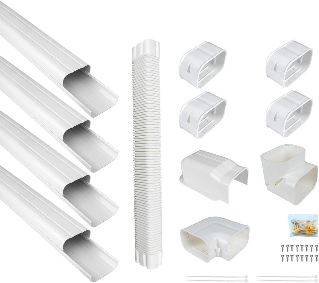 PVC Decorative Air Conditioner Line Set Cover Kit, 3in W, 9ft L, Pack of 2 A420392