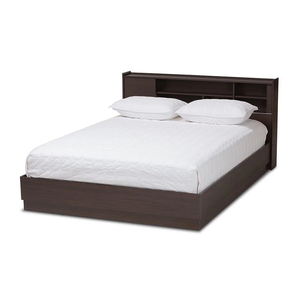 Brown Queen Size Platform Storage Bed O561329